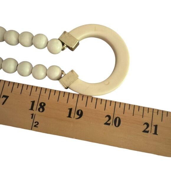 20" Ivory Cream Beaded Necklace Blue Asian Inspired Beads with - Picture 2 of 6